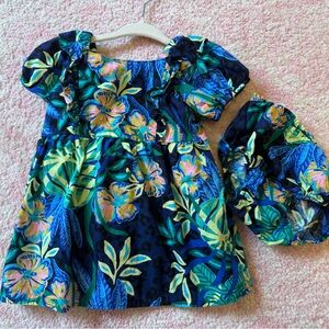 Lilly Pulitzer Kids Floral Dress - Blue, Yellow, Green